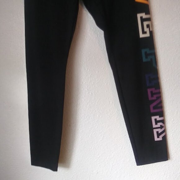 Pink Victoria's Secret women's size L black with multicolored logo leggings - Picture 3 of 14